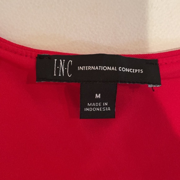 NWT INC red Hollywood runway mini dress tie front drape V day ruched cascade - Picture 11 of 16